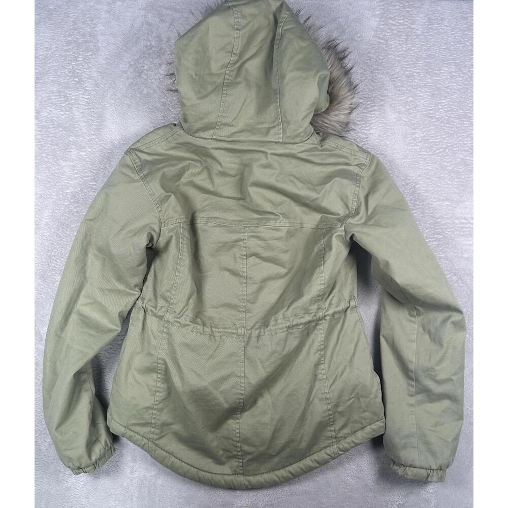 Abercrombie & Fitch Parka Womens XS Green Sherpa Lined Military Coat Y2K Fur - Picture 3 of 9